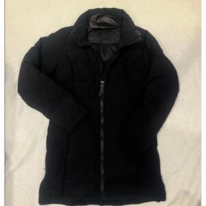 MAIYIA Women Black Puffer Coat Down Fill Winter Warm Long Zip Up Hooded